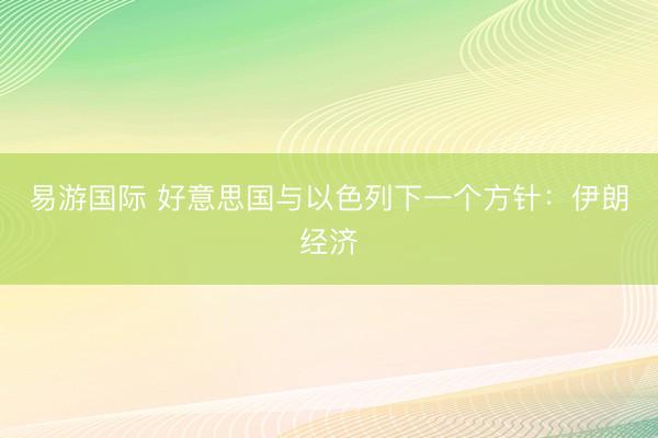 易游国际 好意思国与以色列下一个方针：伊朗经济